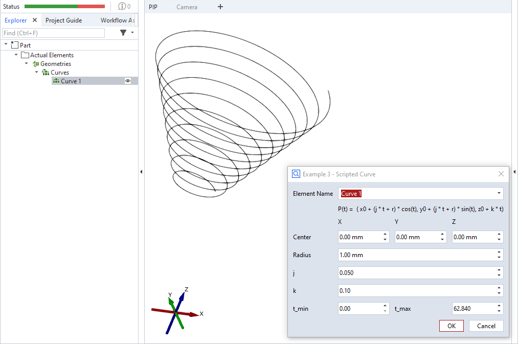 Scripted curve element example