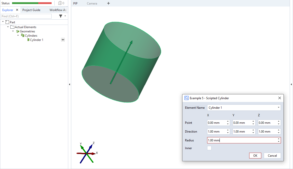 Scripted cylinder element example