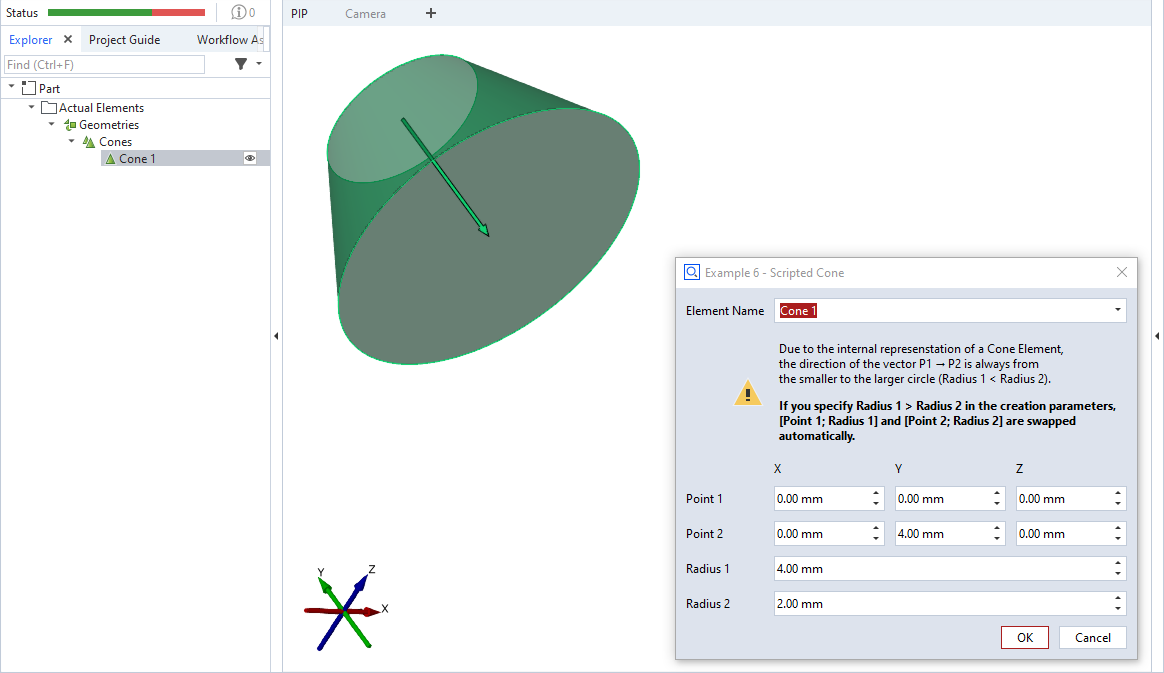 Scripted cone element example