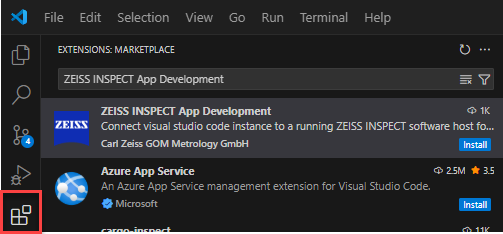 ZEISS INSPECT App Development Extension Installation