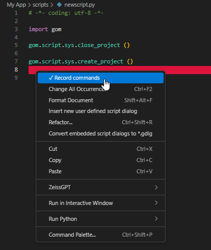 Record commands