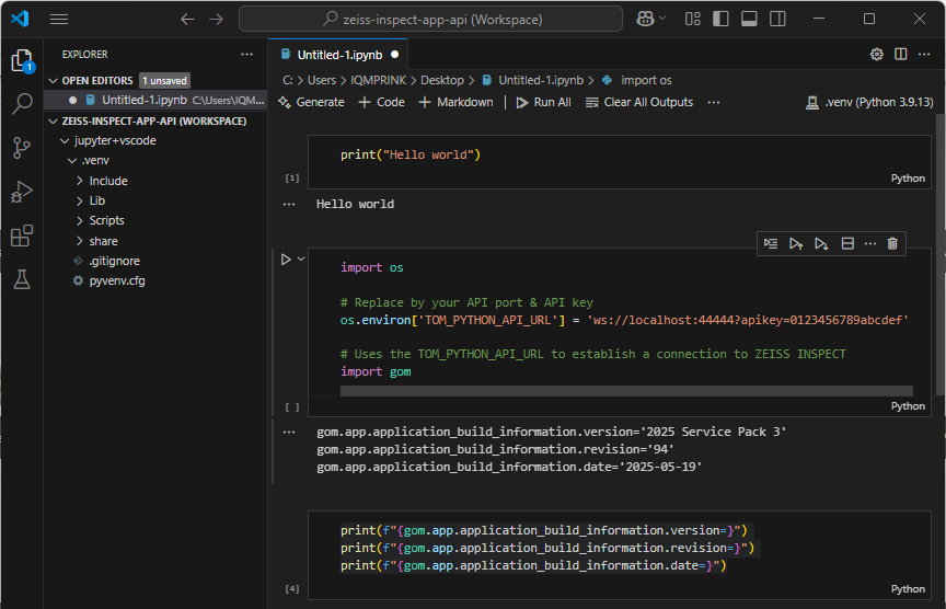 Test running API commands
