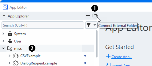 Connecting an external folder