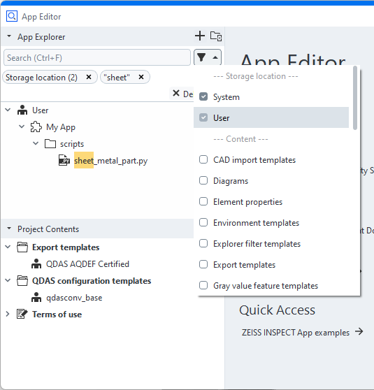 App Explorer Filter