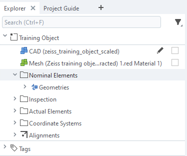 Explorer - Nominal Elements selected