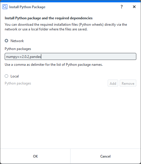 Install Python package from network