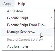 Apps->Manage Services menu entry