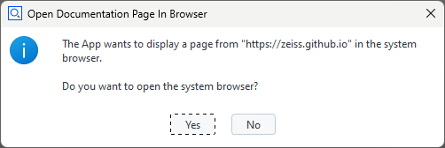 Open documentation page confirmation dialog