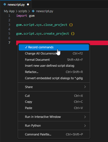 Record commands