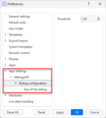 Settings level 1