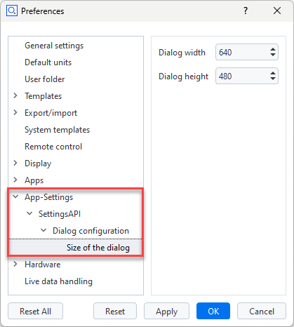 Settings level 2