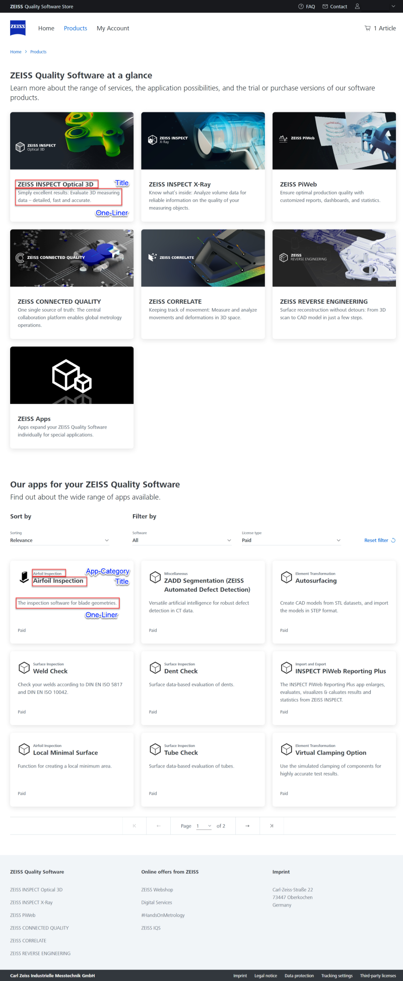 ZEISS Quality Software Store – Product overview