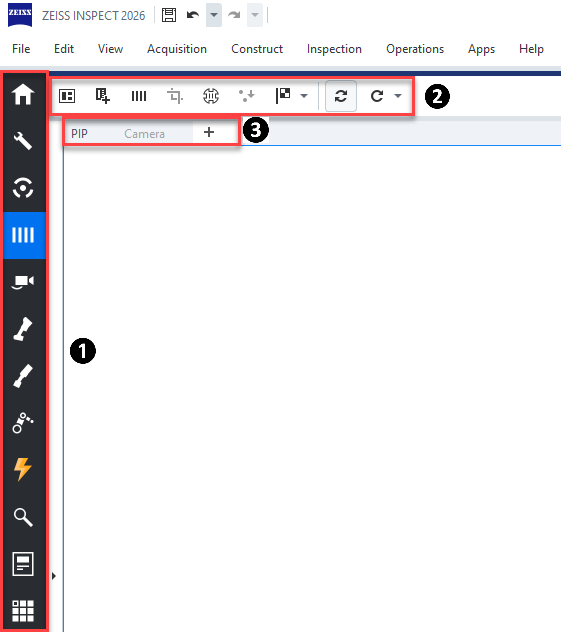 Workspace, toolbar and view menu