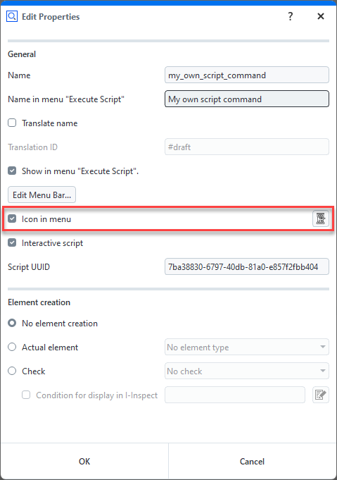 Script icon configuration