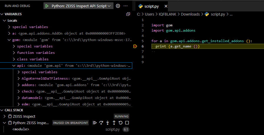 Debugging features