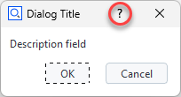 App dialog window with help button