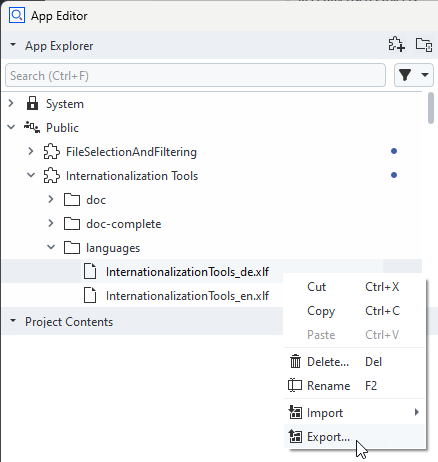 Export/Import XLIFF files