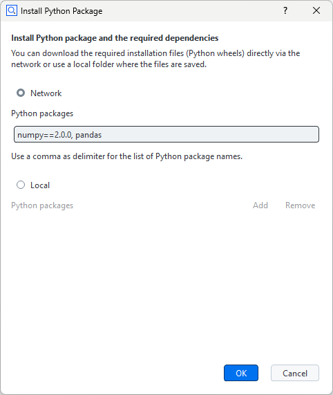 Install Python package from network