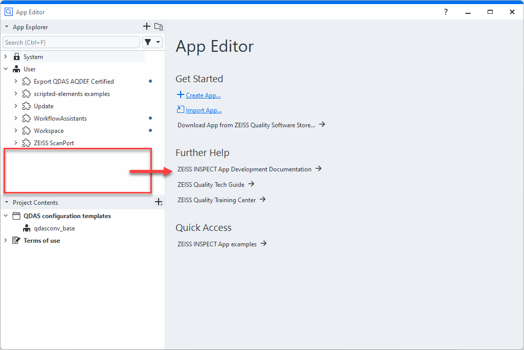 App Editor Start Page